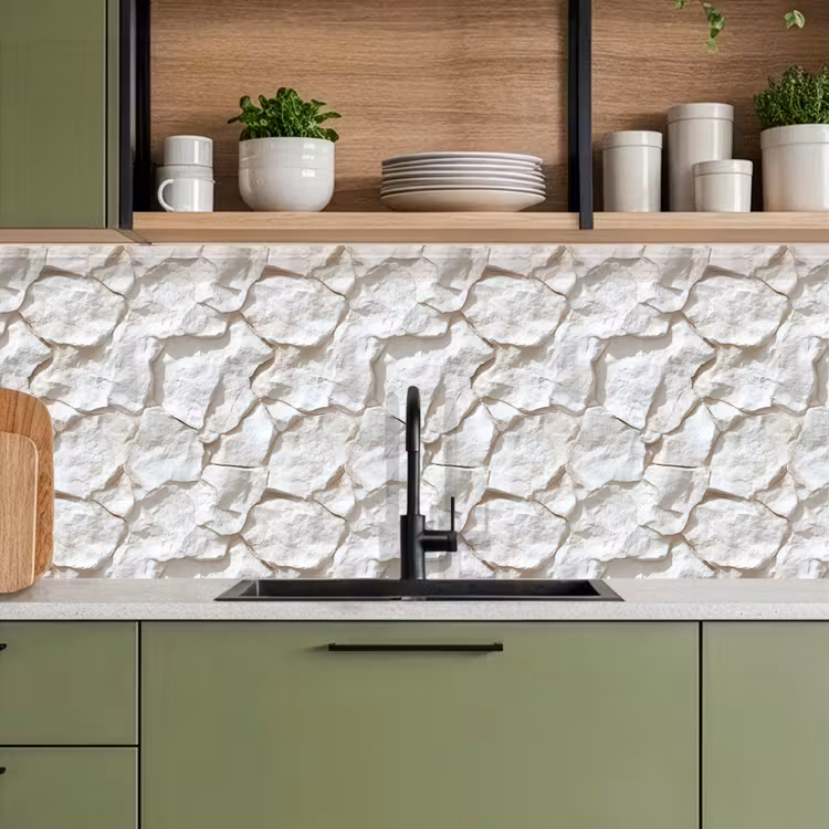 Keuken achterwand - Structuur - Rots - Wit — 5