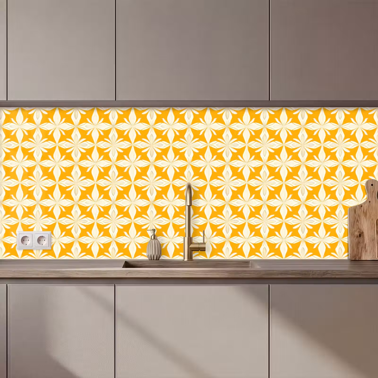 Keuken achterwand - Patroon - Retro - Geel — 1