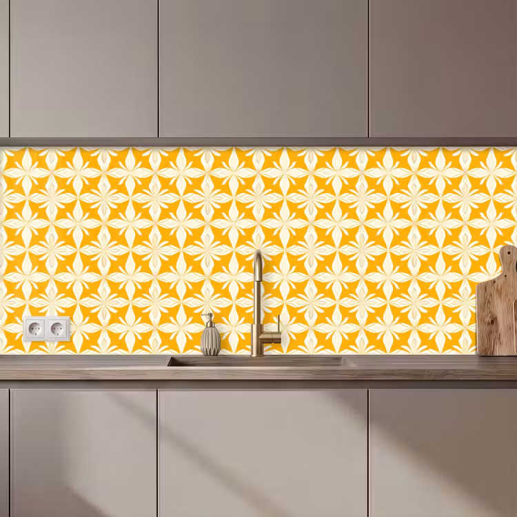 Keuken achterwand - Patroon - Retro - Geel — 1