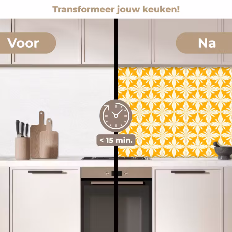 Keuken achterwand - Patroon - Retro - Geel — 2