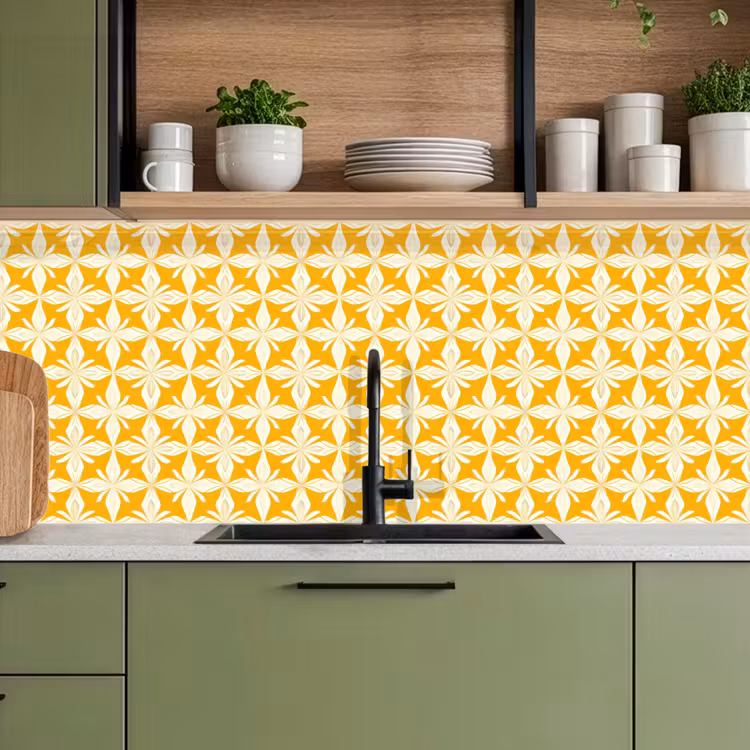 Keuken achterwand - Patroon - Retro - Geel — 5