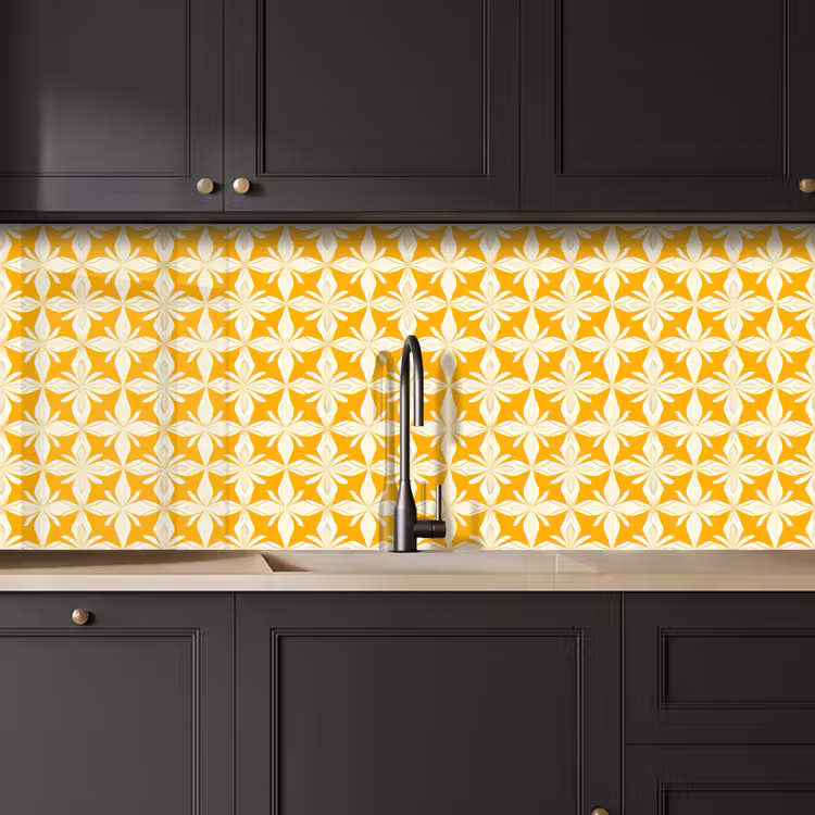 Keuken achterwand - Patroon - Retro - Geel — 6