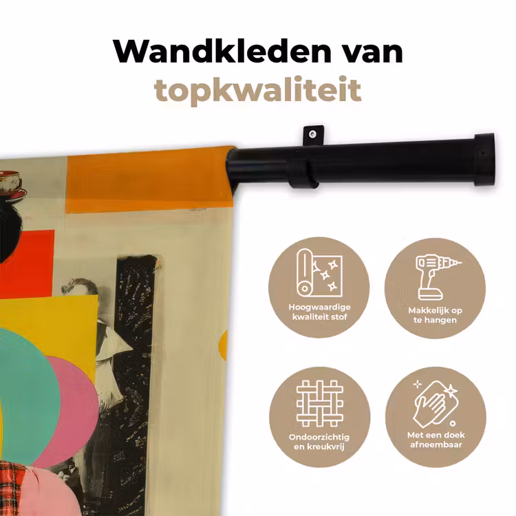 Wandkleed - Meisje - Zonnebril - Kat - Retro — 3
