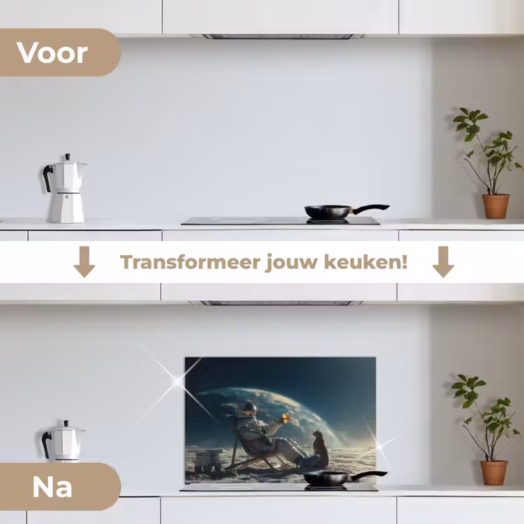 Spatscherm keuken - Astronaut - Kat - Glas - Stoel — 3