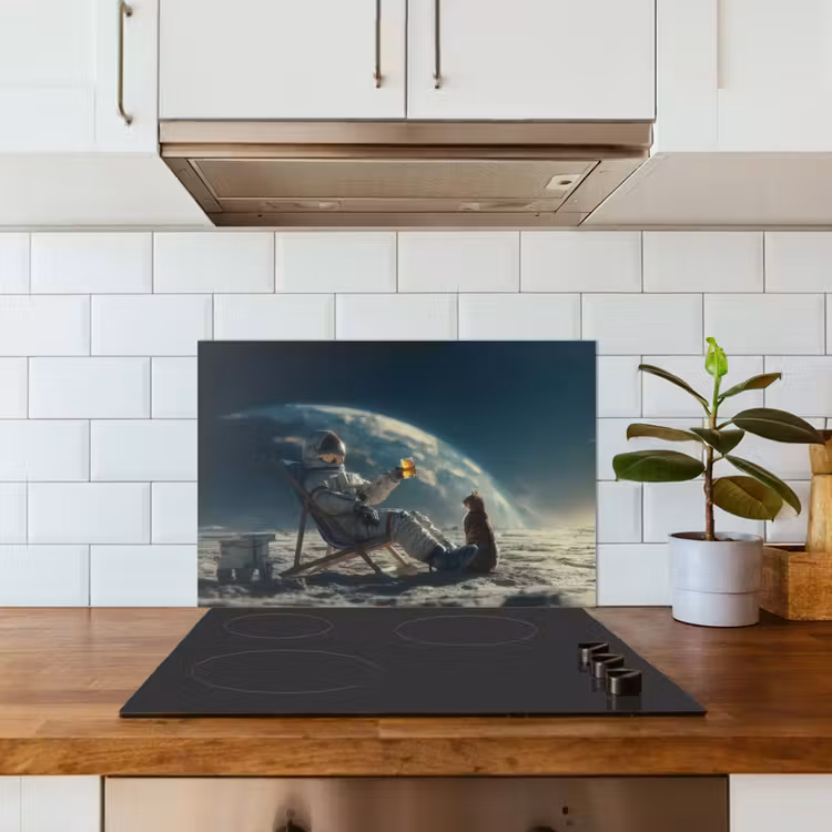 Spatscherm keuken - Astronaut - Kat - Glas - Stoel — 6