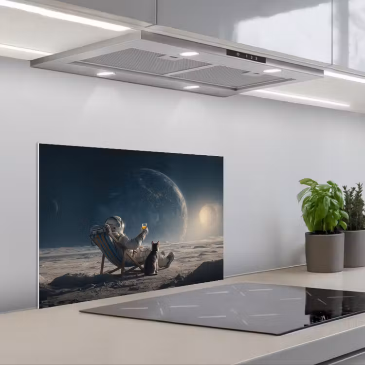 Spatscherm keuken - Maan - Kat - Astronaut - Ruimte — 5