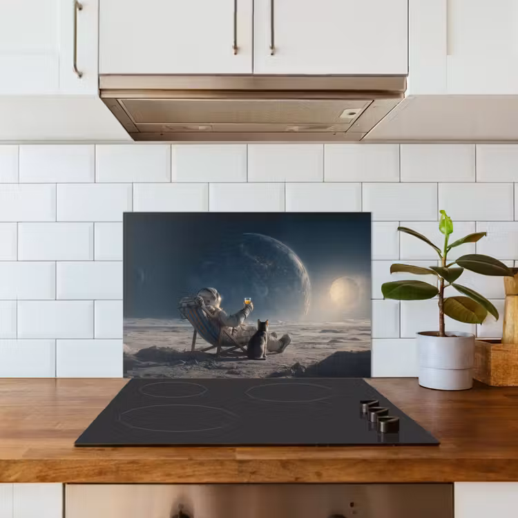 Spatscherm keuken - Maan - Kat - Astronaut - Ruimte — 6