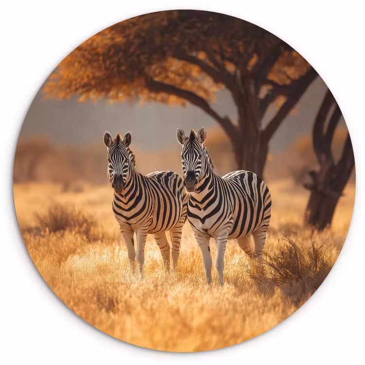 Muurcirkel - Zebra's - Savannelandschap - Gras
