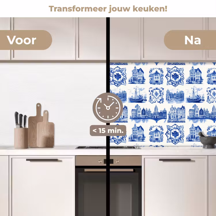 Keuken achterwand - Huizen - Schepen - Blauw — 2