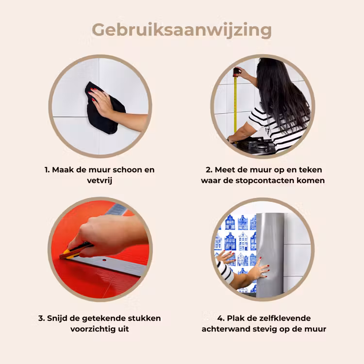 Keuken achterwand - Patroon - Huizen - Blauw — 7
