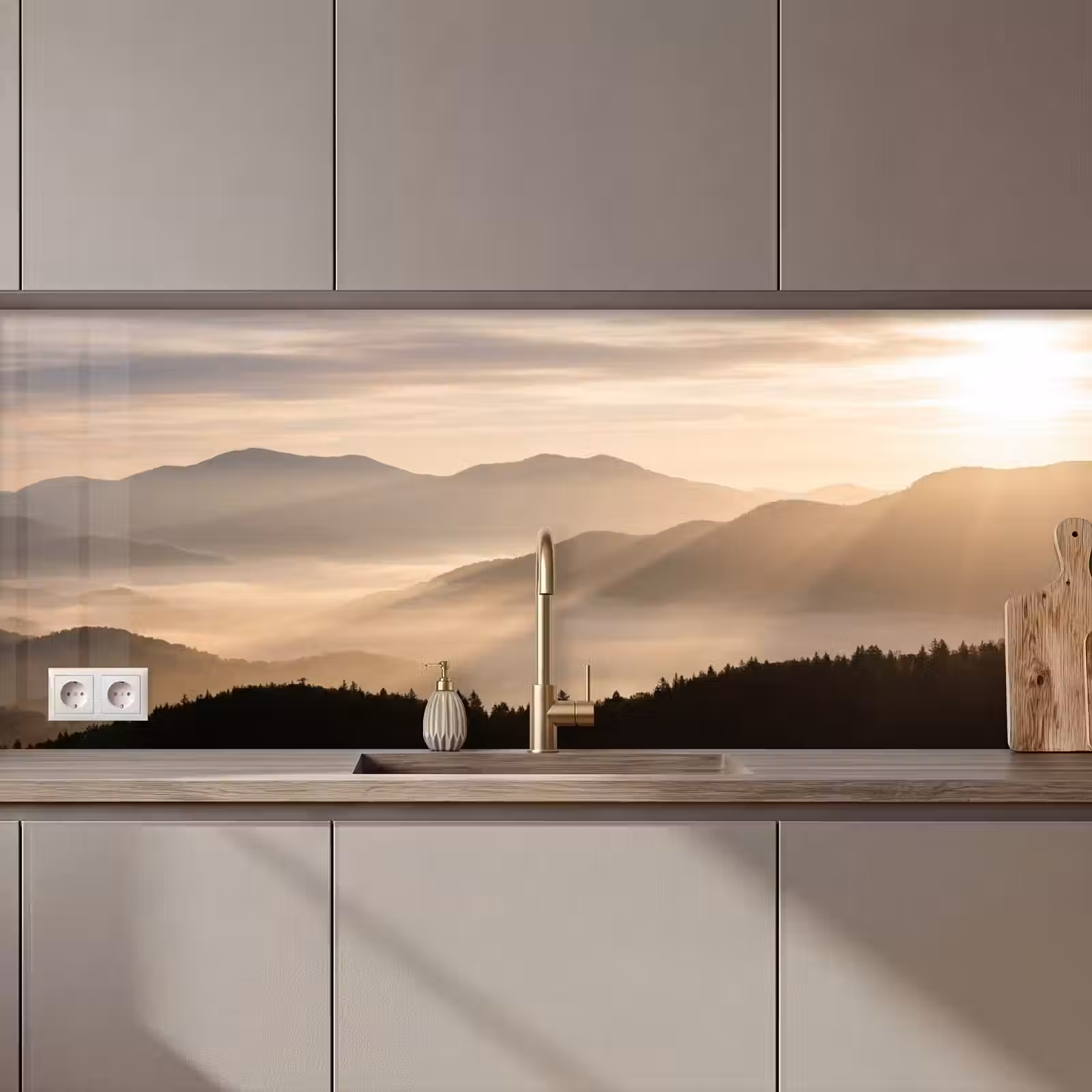 Keuken achterwand - Bergen - Mist - Zonnestralen — 1