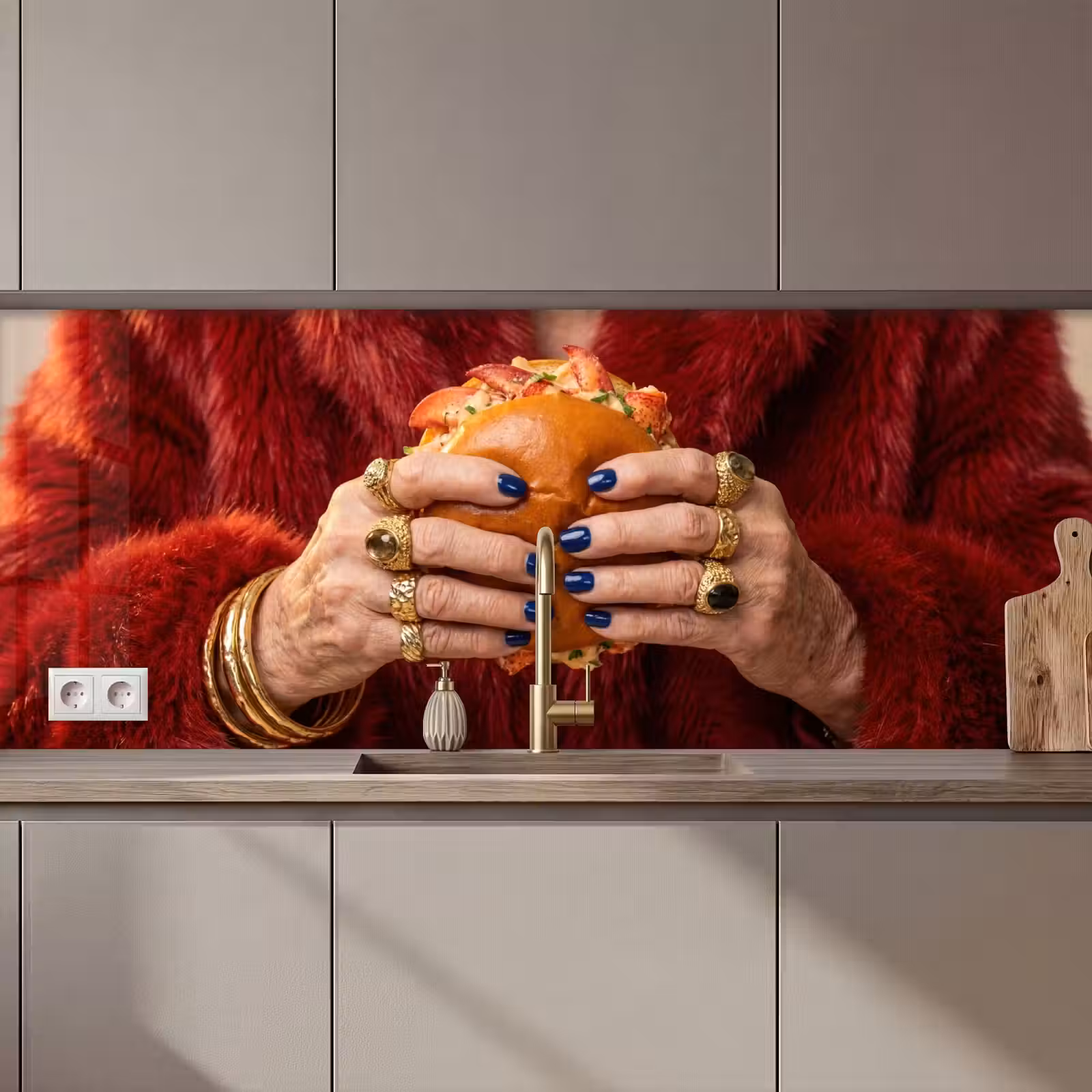 Keuken achterwand - Broodje - Bontjas - Goud — 1
