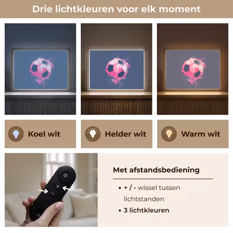 Lightbox - Wandlamp kinderkamer - Abstract - Voetbal - Spatten - Roze — 8