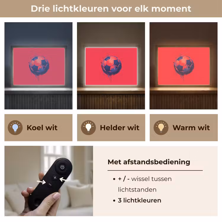 Lightbox - Wandlamp kinderkamer - Rood - Voetbal - Abstract - Verfspatten — 8