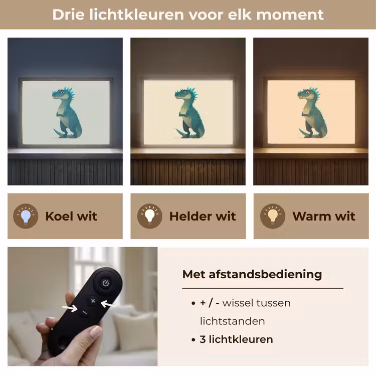 Lightbox - Wandlamp kinderkamer - Dinosaurus - Turquoise - Stekels — 8