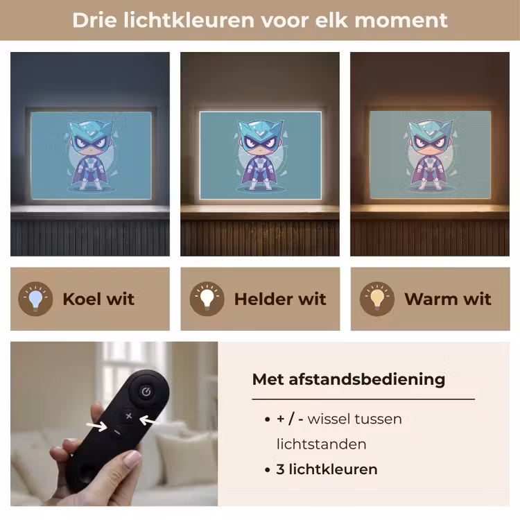 Lightbox - Wandlamp kinderkamer - Superheld - Blauw - Jongens — 8