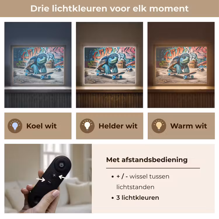 Lightbox - Wandlamp kinderkamer - Schildpad - Graffiti - Skateboard - Jongens — 8
