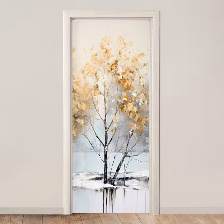 Deursticker - Winter - Bomen - Natuur - Acryl - Kunst — 1