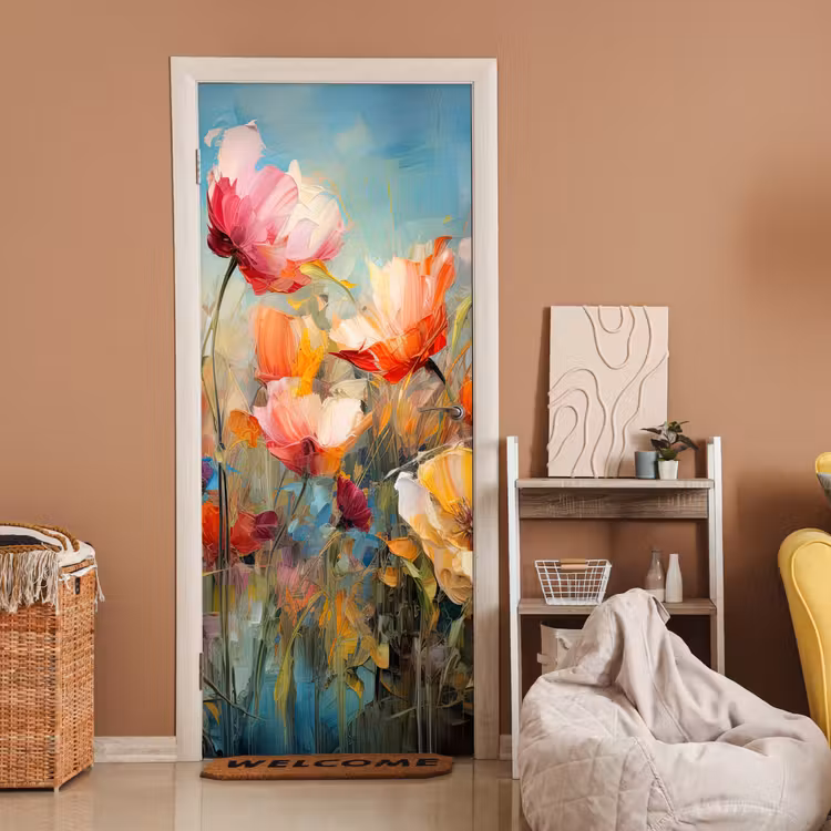 Deursticker - Bloemen - Watercolor - Kunst - Botanisch - Natuur — 2