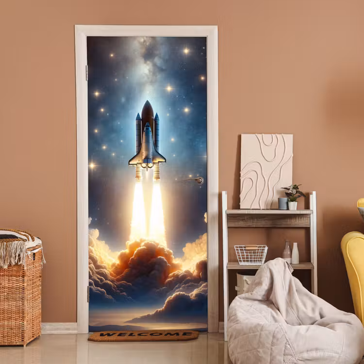 Deursticker - Ruimtevaart - Raket - Space - Sterren — 2