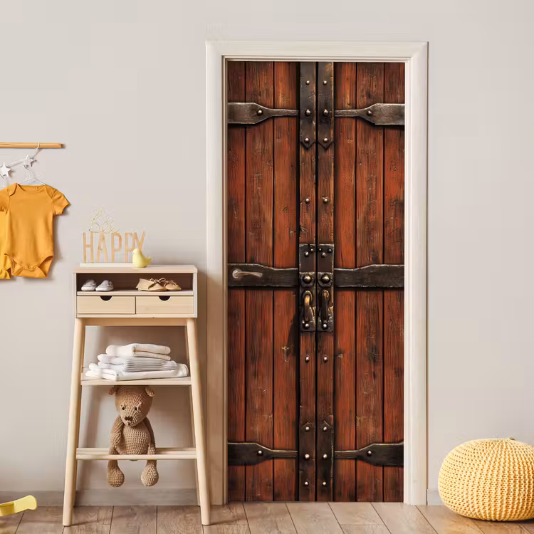 Deursticker - Deur - Houtlook - Bruin - Planken — 6