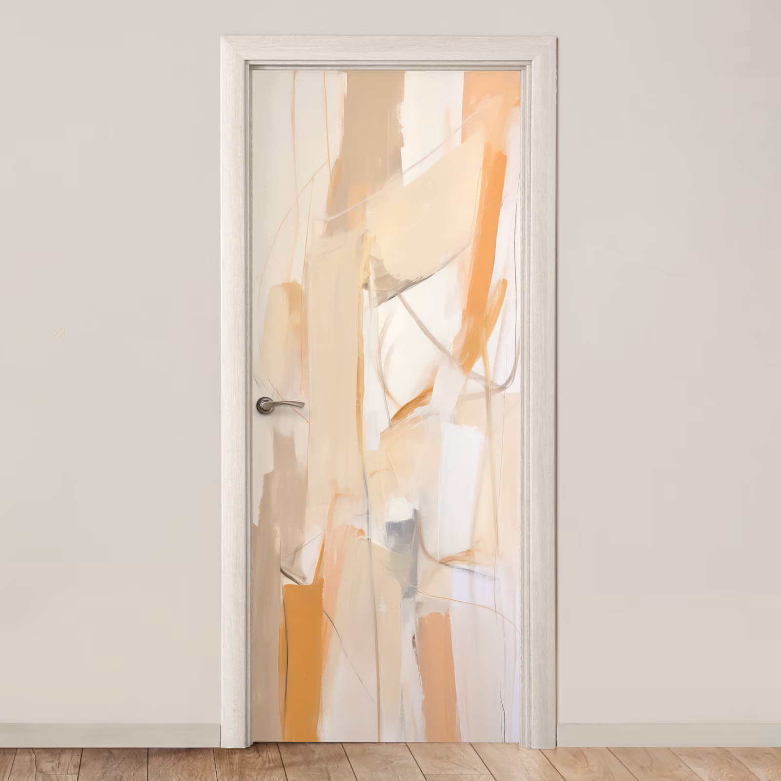 Deursticker - Abstract - Beige - Oranje - Kunst - Modern — 1