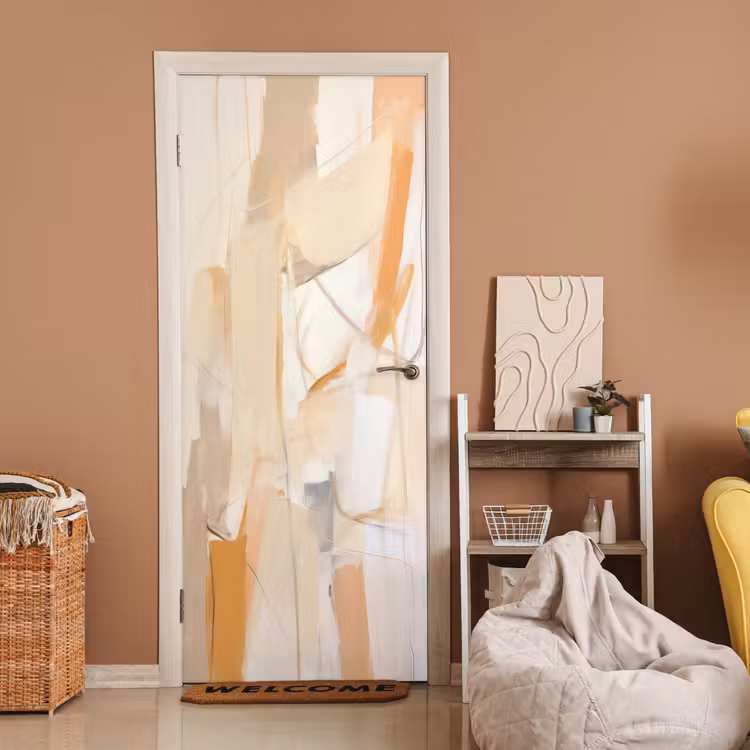 Deursticker - Abstract - Beige - Oranje - Kunst - Modern — 2