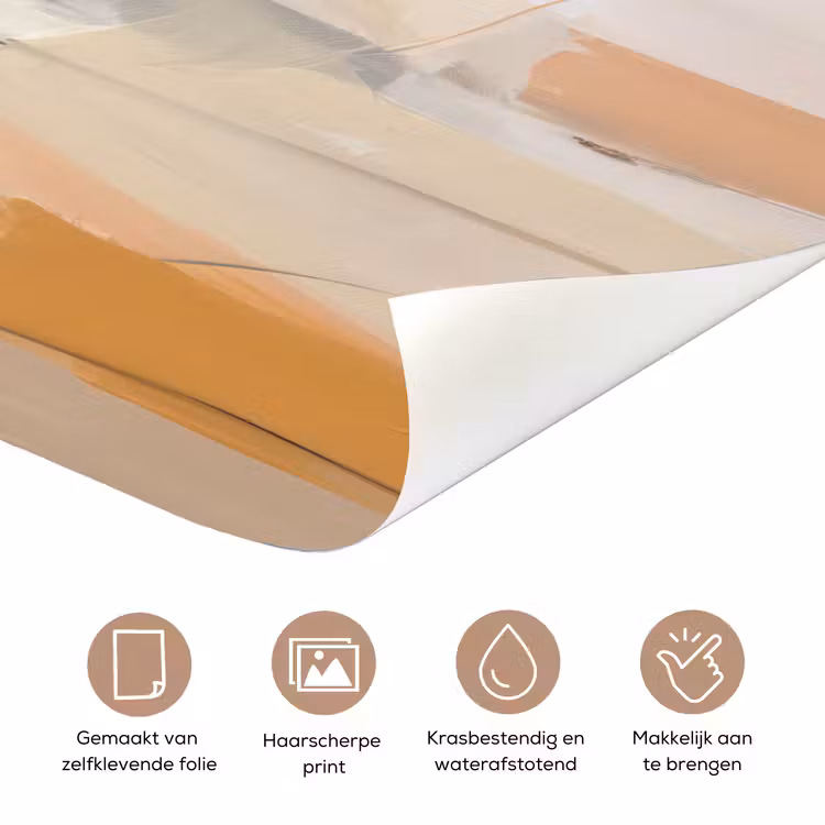 Deursticker - Abstract - Beige - Oranje - Kunst - Modern — 3