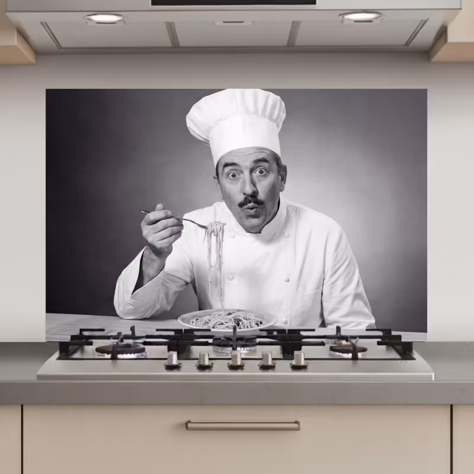 Spatscherm keuken - Chef - Spaghetti - Pasta — 1