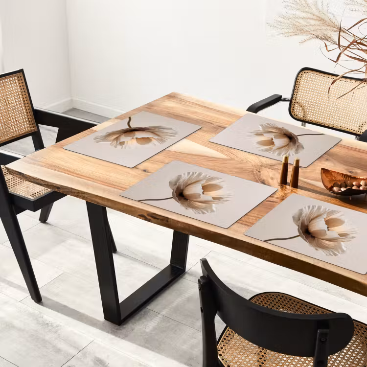 Placemat - 6 stuks - Bloem - Beige - Crème — 5