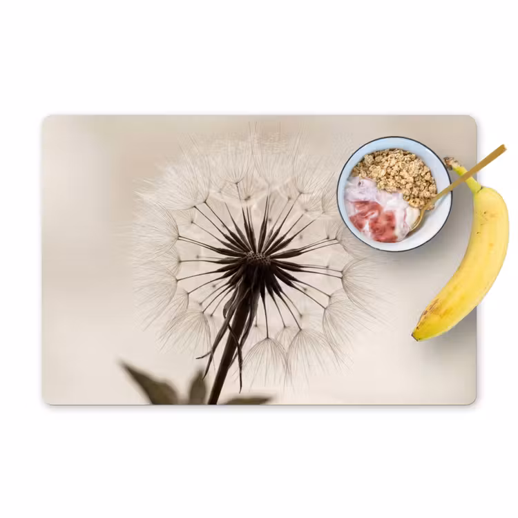 Placemat - 6 stuks - Paardenbloem - Minimalistisch - Wit