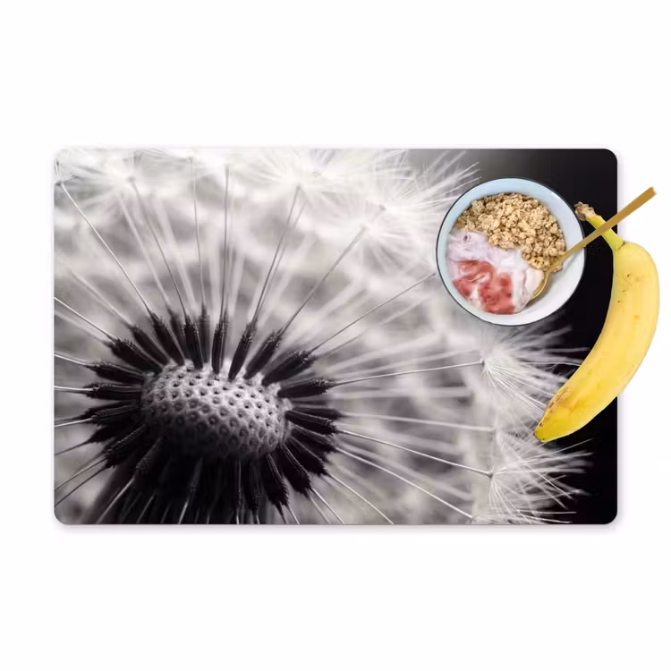 Placemat - 6 stuks - Paardenbloem - Zwart - Wit