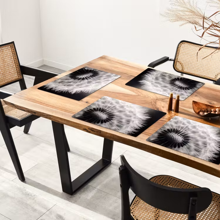 Placemat - 6 stuks - Paardenbloem - Zwart - Wit — 5