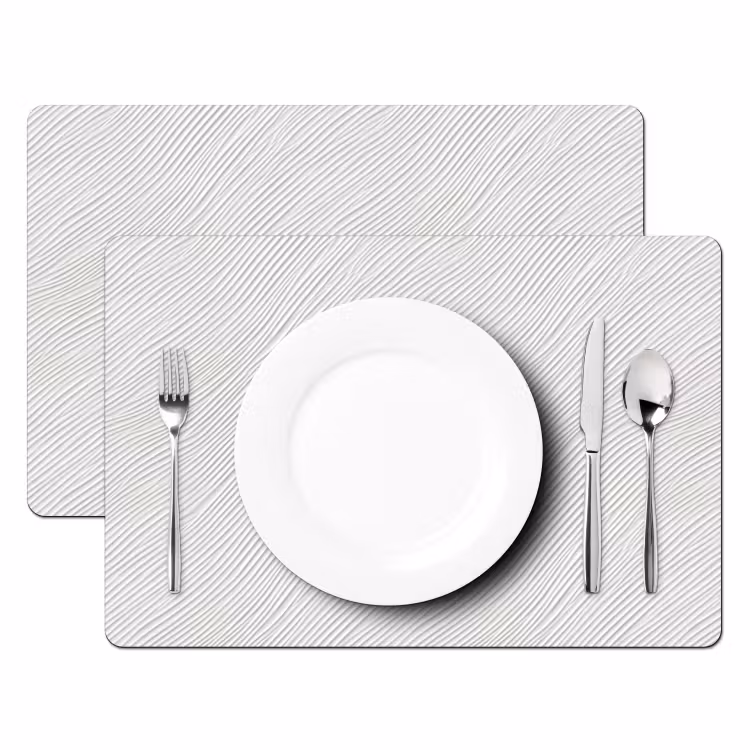 Placemat - 6 stuks - Golven - Ribbels - Wit — 2