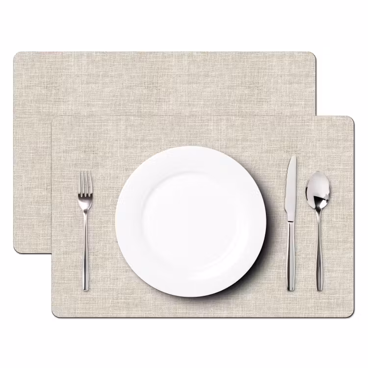 Placemat - 6 stuks - Linnen - Textuur - Beige — 2