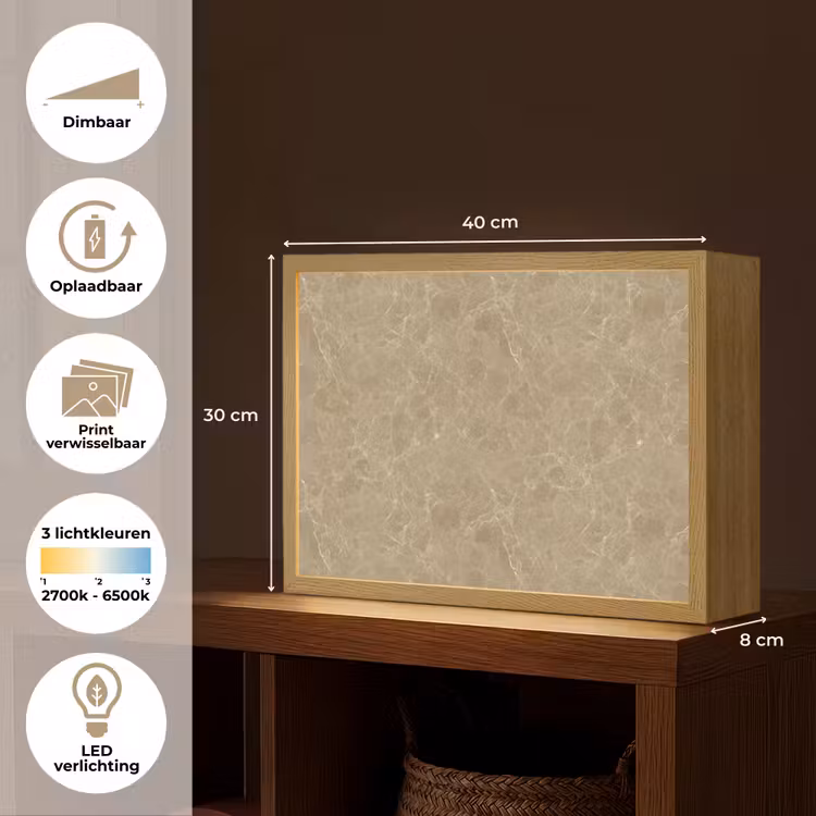 Lightbox - Wandlamp - Beige - Marmer - Witte aders — 10