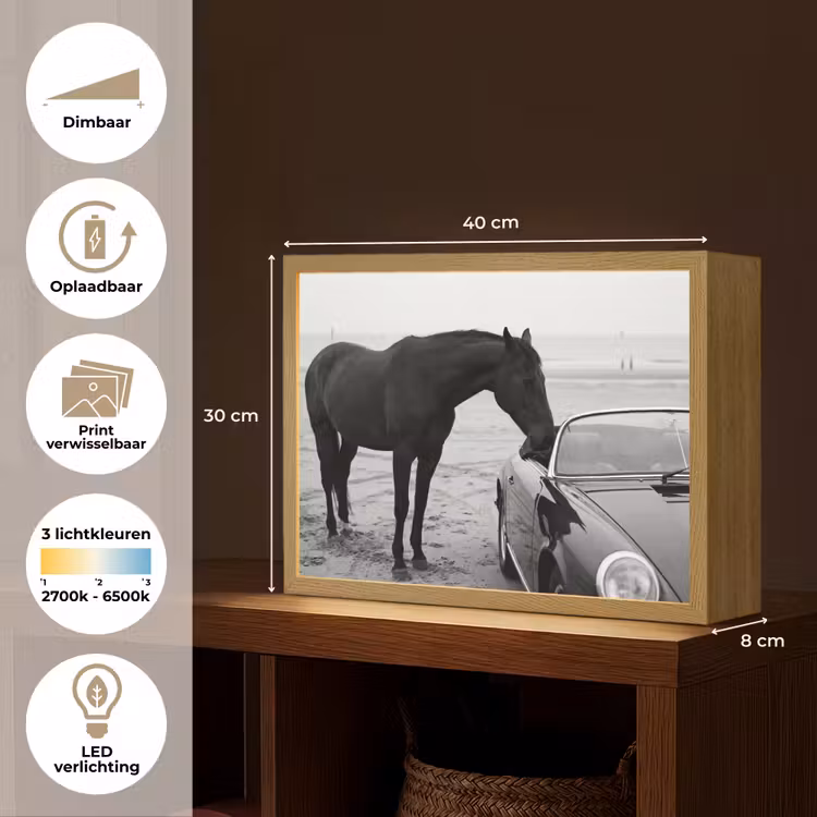 Lightbox - Wandlamp - Paard - Auto - Zwart - Wit — 10