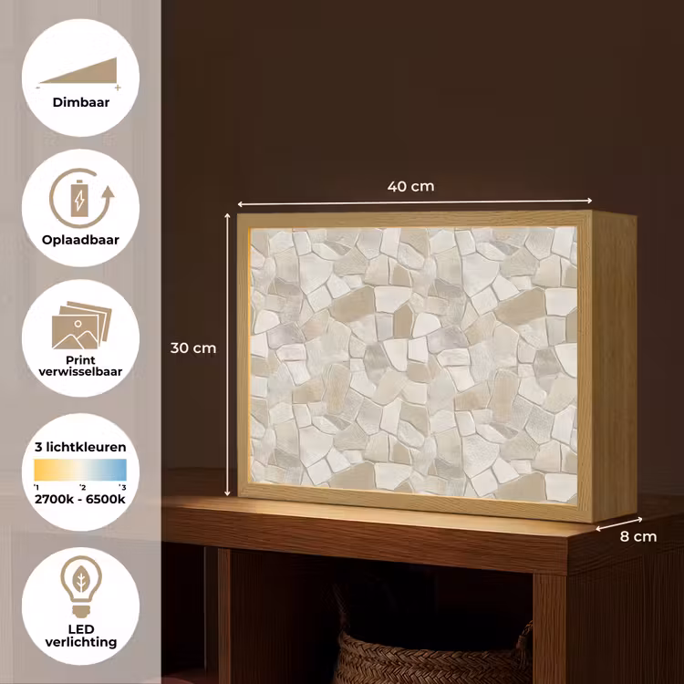 Lightbox - Wandlamp - Mozaïek - Stenen - Beige — 10