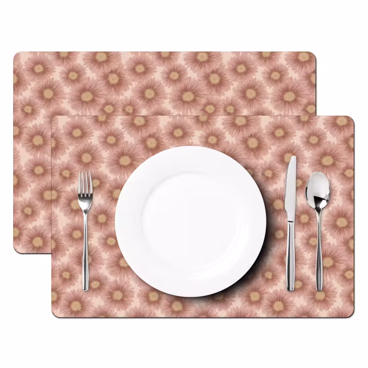 Placemat - 6 stuks - Gerbera - Bloemen - Roze — 2
