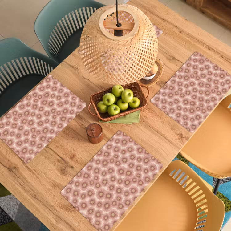 Placemat - 6 stuks - Gerbera - Bloemen - Roze — 6