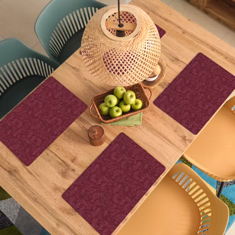 Placemat - 6 stuks - Bladeren - Patroon - Paars — 6