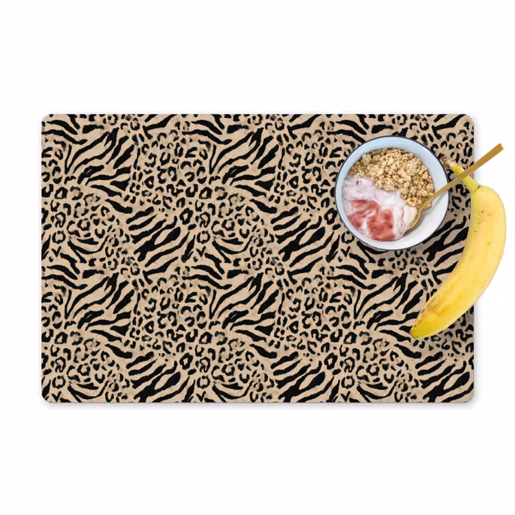Placemat - 6 stuks - Giraf - Zebra - Motief - Bruin