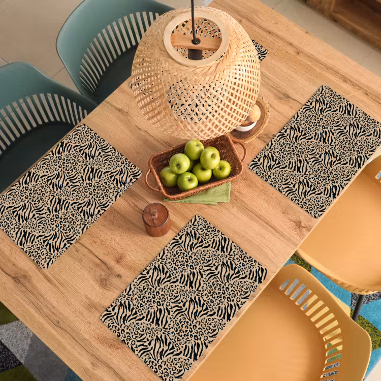Placemat - 6 stuks - Giraf - Zebra - Motief - Bruin — 4