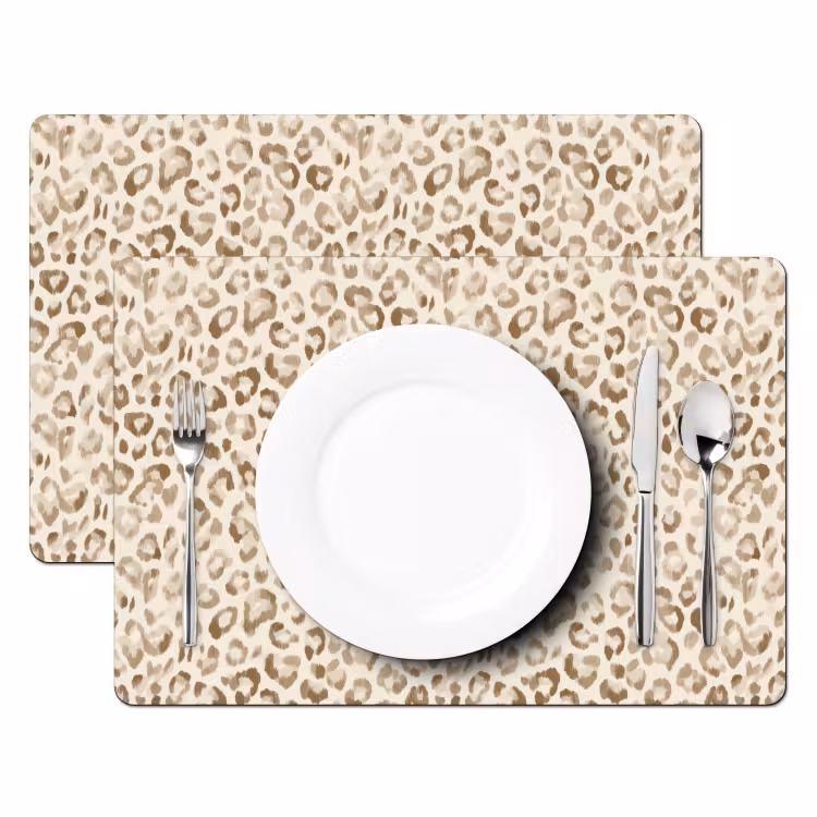 Placemat - 6 stuks - Luipaard - Klassiek - Beige — 2