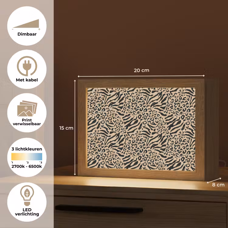 Lightbox - Wandlamp - Giraf - Zebra - Motief - Bruin — 9