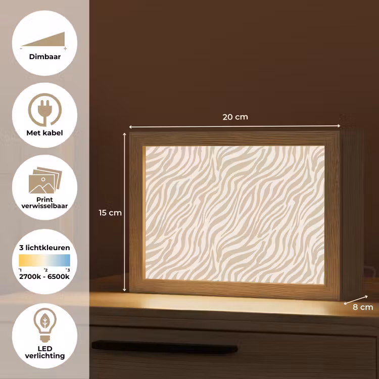 Lightbox - Wandlamp - Zebra - Patroon - Beige — 9