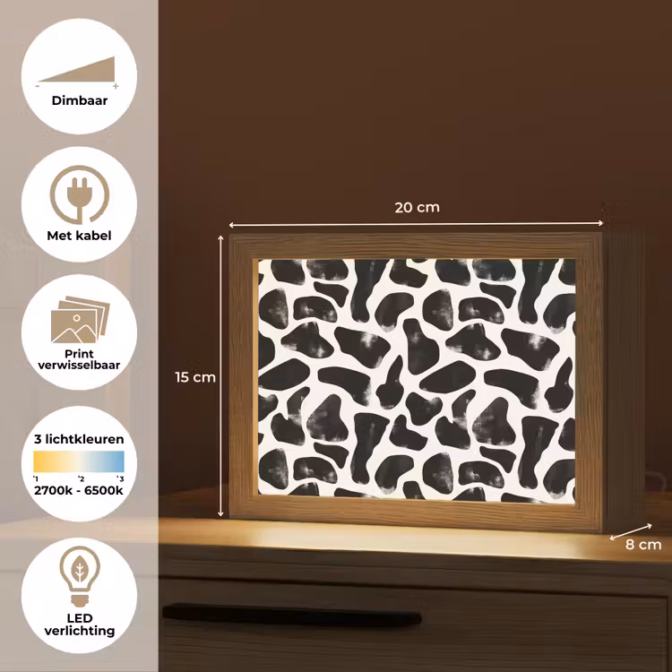 Lightbox - Wandlamp - Dierenpatroon - Vlekken - Zwart - Wit — 9