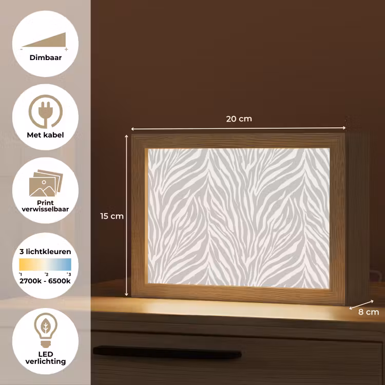 Lightbox - Wandlamp - Zebra - Motief - Grijs — 9