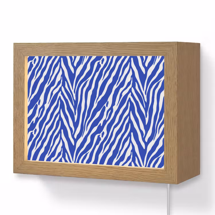Lightbox - Wandlamp - Zebra - Patroon - Kobalt - Blauw — 1