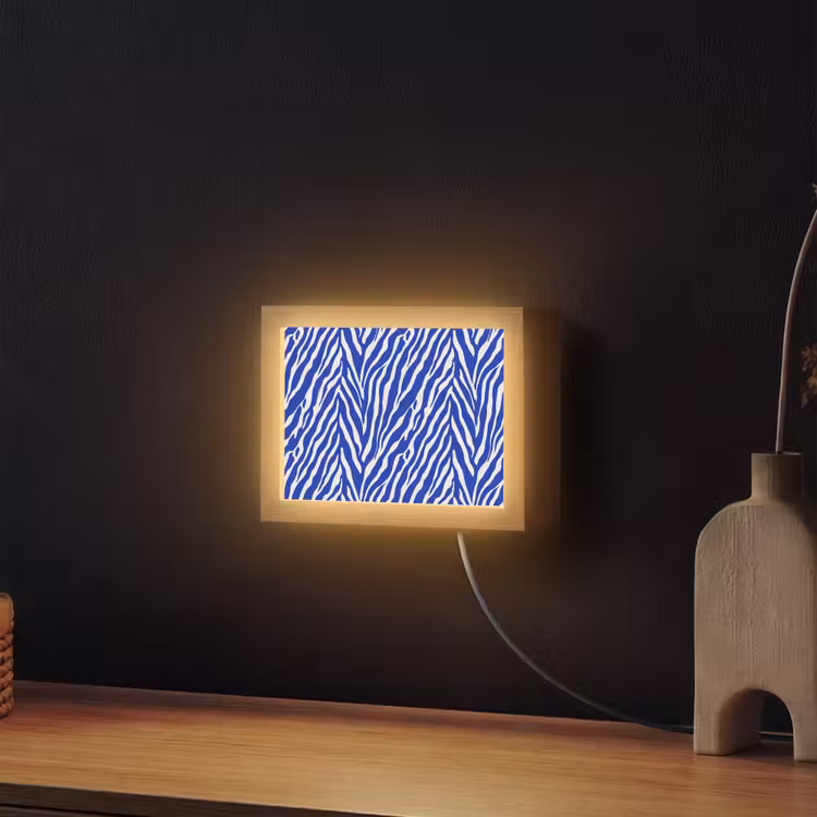 Lightbox - Wandlamp - Zebra - Patroon - Kobalt - Blauw — 2